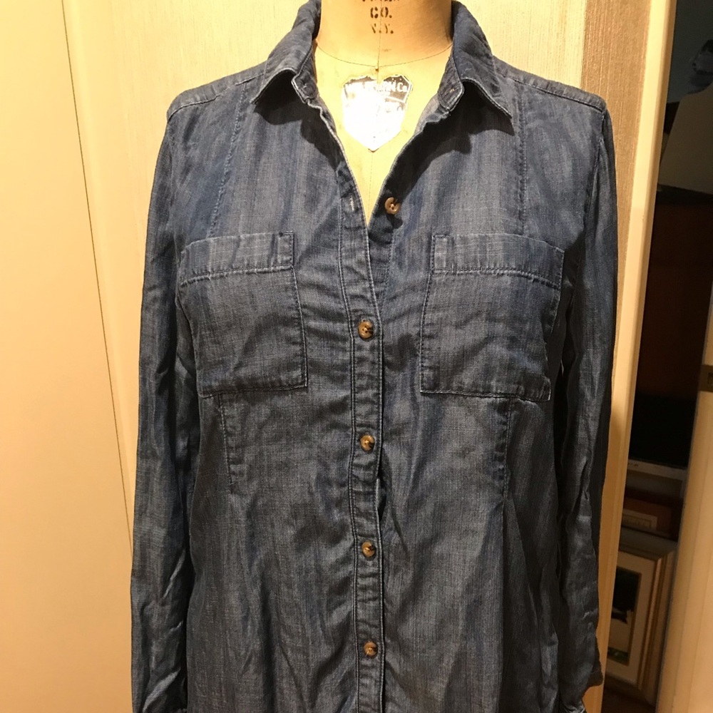 J Jill Tencel Denim Shirt S Tunic Length
